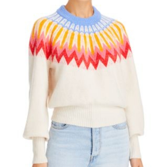 French Connection Sweaters - French Connection Essentials Neya Printed Fair Isle Cropped Sweater Size XL